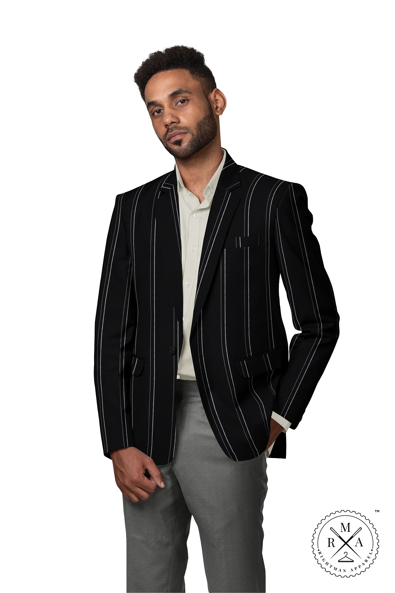 Solid Navy Blue Blazer BlazerS With White Pinstripes